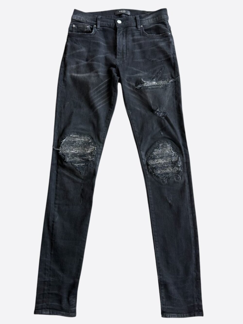 Amiri Aged Black & White Bandana Patch MX1 Jeans